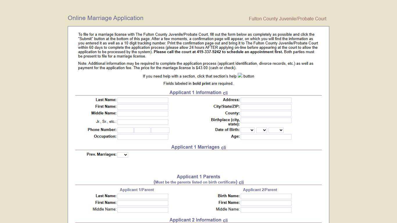 Fulton County Juvenile/Probate Court - Marriage Application