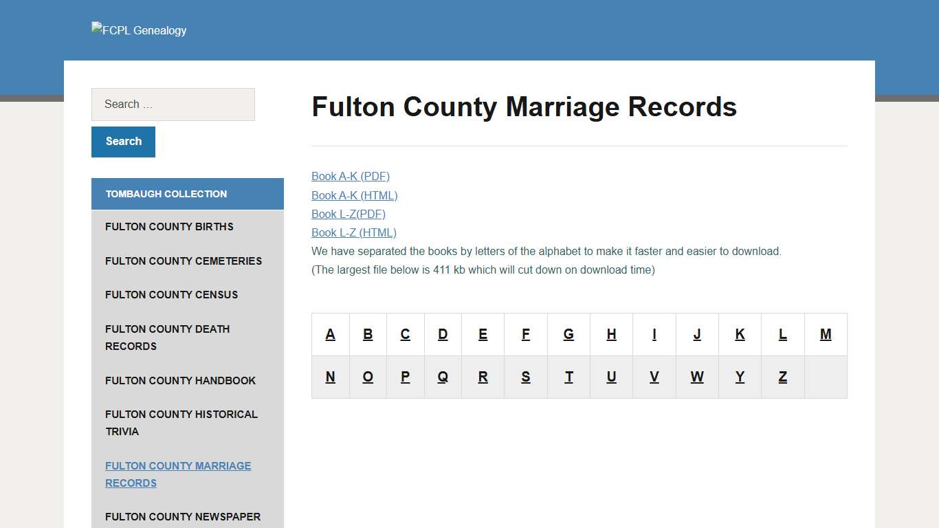 Fulton County Marriage Records – FCPL Genealogy